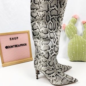 New Zara Snake Print Leather Boots (Sz: 39)